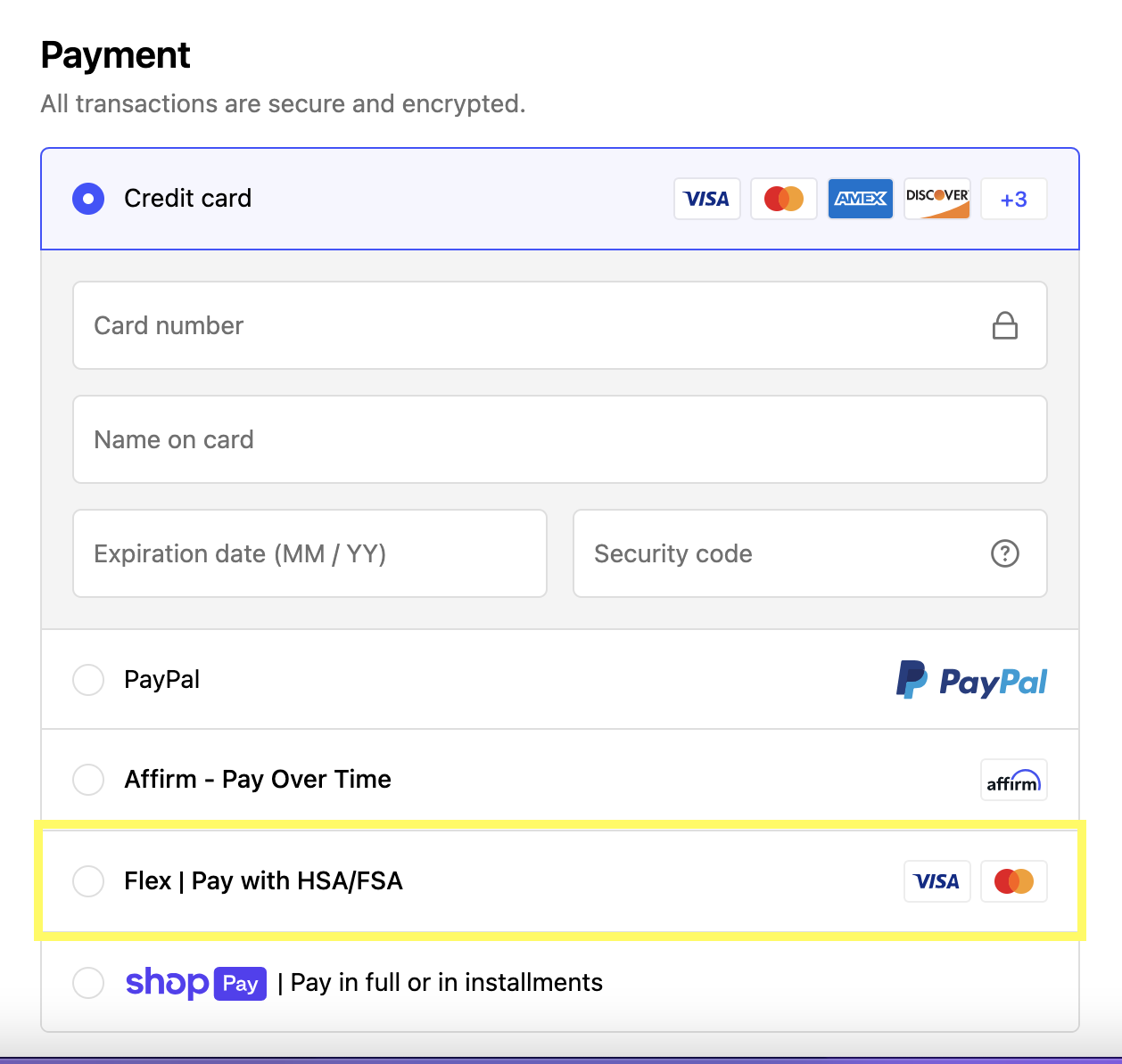 How do I use my FSA/HSA card at checkout?